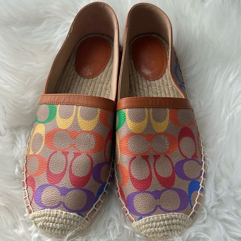 Coach Women Rainbow Espadrille Flats size 7 excellent condition .